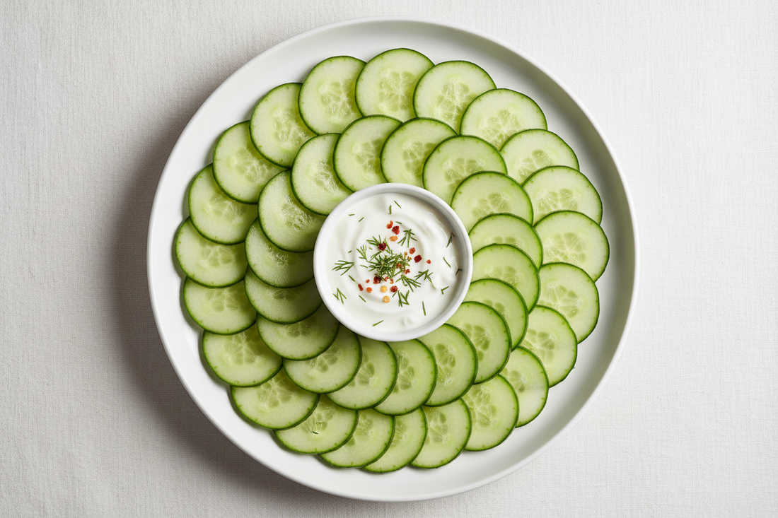 Spicy Cucumber Snack with Hot Sauce Yogurt Dip (5-Minute Recipe)