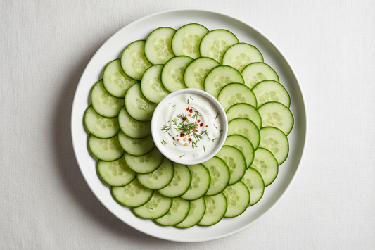 Spicy Cucumber Snack with Hot Sauce Yogurt Dip (5-Minute Recipe)
