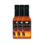Three bottles of My Spice Buds Fiery Mirchi Hot Sauce on a white background 32