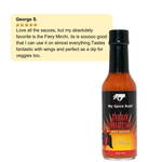 Hot sauce bottle with a customer review on a white background 2