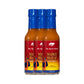 Three bottles of My Spice Buds Mango Mirch Hot Sauce on a white background