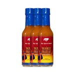 Three bottles of My Spice Buds Mango Mirch Hot Sauce on a white background 1