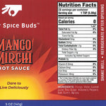 Spice Buds Mango Mirchi hot sauce label with nutrition facts and ingredients. 3