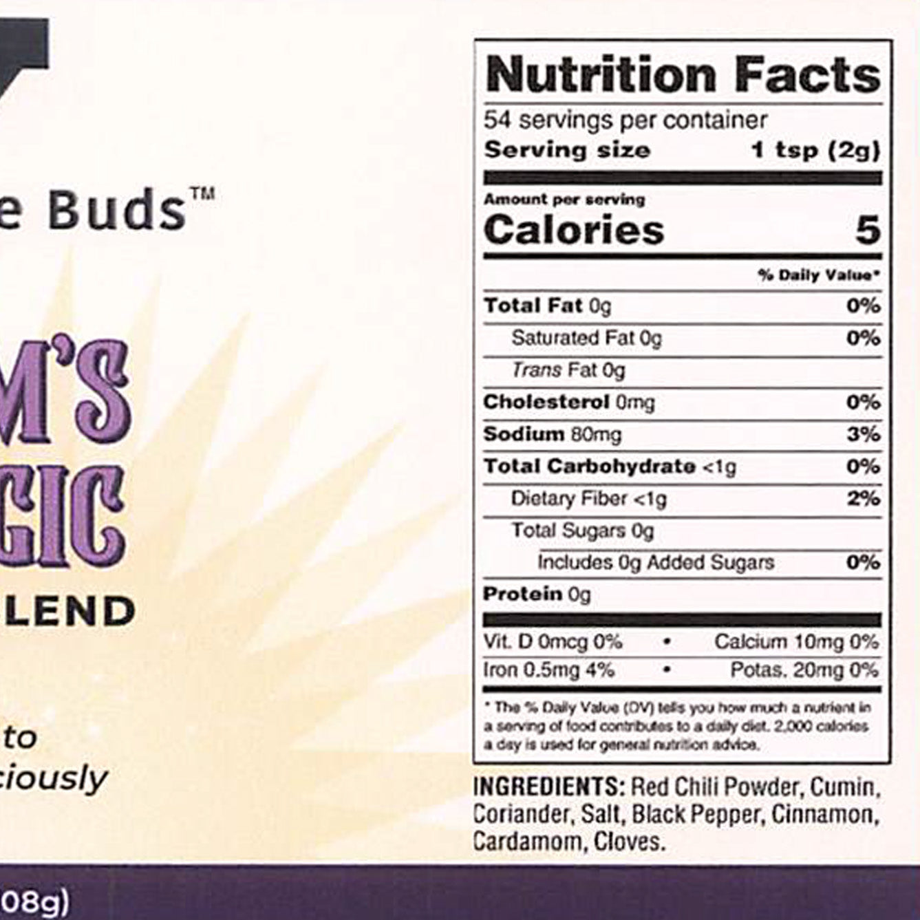 Nutrition facts label for a product with a white background and black text.