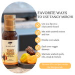 Tangy Mirchi sauce bottle with uses and recipes  16