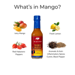 Mango Mirchi hot sauce bottle with ingredients listed on a white background 6